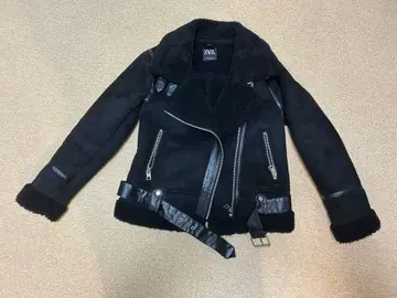 ZARA 페이크 무스탕 코트 라이더 스타일