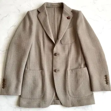 [ 새상품급 ] LARDINI 테일러드 자켓 베이지 울 홉색