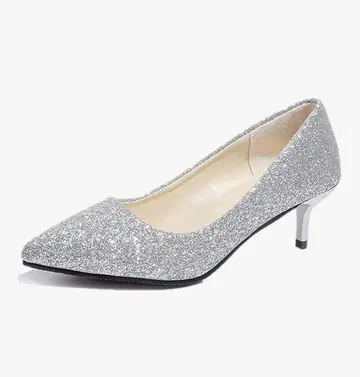 실버 글리터 스틸레토 펌프스