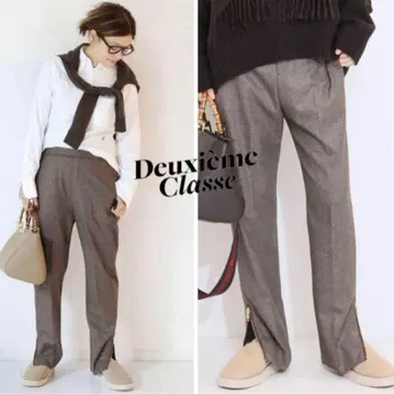 Deuxieme Classe 슬릿 테이퍼드 팬츠 (하운드 투스)