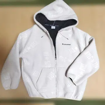 CONVERSE 플리스 자켓 후드 부착 크림