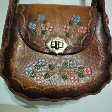 꽃무늬 숄더백 가죽 공예 멕시코제