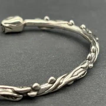 실버 925 각인 뱅글 심플 빈티지 플라워 은 장미