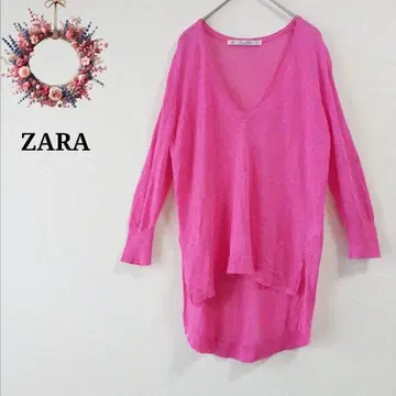 ZARA 자라 오버 사이즈 니트 비대칭 얇은 소재 린넨 혼방 S