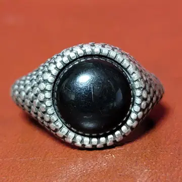 빈티지 오닉스? 검은 장식의 반지 실버 반지 망사 무늬