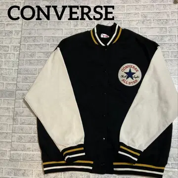 CONVERSE 바시티 자켓 블랙/화이트 LL 사이즈