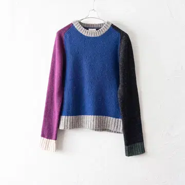 natural laundry 절개 패널 니트 니트 크루넥