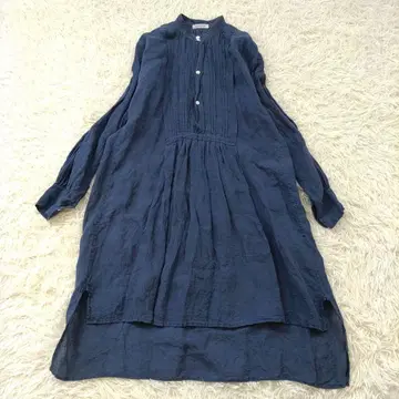 Veritecoeur 베리떼꾸르 린넨 원피스 개더 인디고