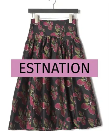 새상품 ESTNATION 플라워 자카드 스커트