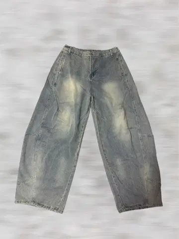 라이트 블루 와이드 팬츠 데미지 가공