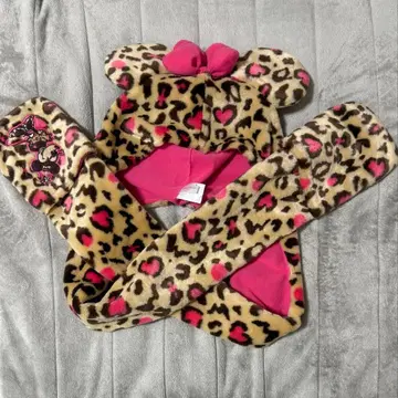 미니 레오파드 무늬 머플러 팬캡