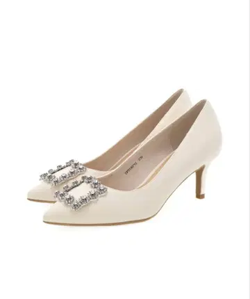 RANDA 비쥬 장식 화이트 펌프스
