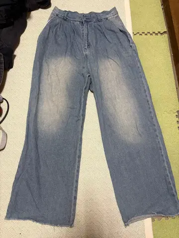 라이트 블루 와이드 데님 팬츠 구제 의류