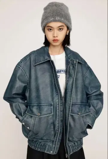 SLY 블루 가죽 자켓