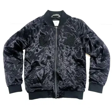 ZARA MAN 스카잔 올 블랙 호랑이 양면 자수 새틴