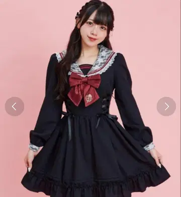 Secret Honey 레이스 옷깃 세일러 긴팔 원피스