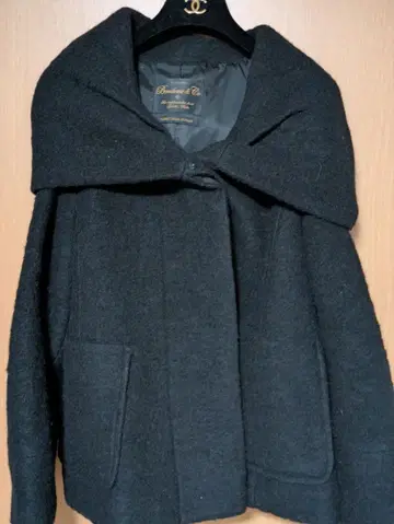 나노 유니버스 볼륨 컬러 울 코트 갸루드 로브 블랙 슬림