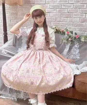 axes femme kawaii 플러피 베어 점프 스커트 핑크