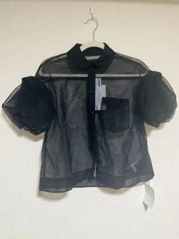 Simone Rocha 시스루 블라우스 반팔 블랙