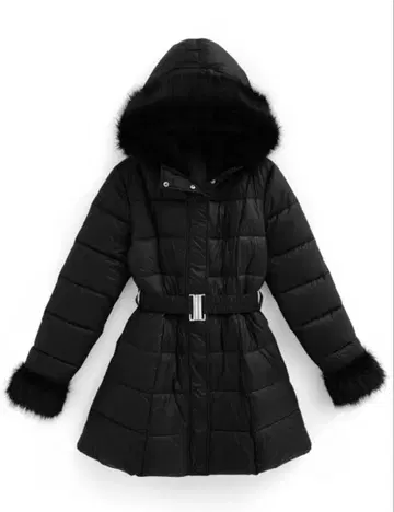 벨트 포함 퍼 A라인 다운 코트[kd79]