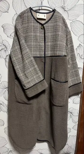 [ 새상품급 ] 체크 무늬 롱 코트 L 사이즈