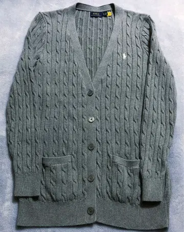 폴로 랄프 로렌 케이블 니트 가디건 XL 그레이 면 100%