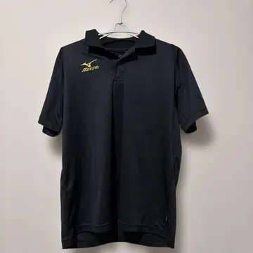 미즈노 블랙 피케 셔츠 일본제 블랙 반팔 상의