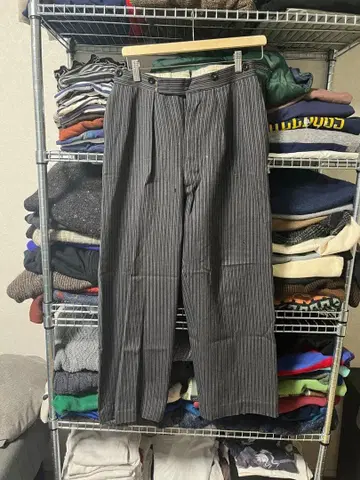 1950s 프랑스 스트라이프 워크 팬츠 파머스 팬츠