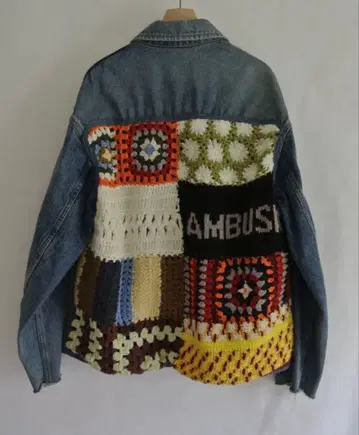 AMBUSH/앰부쉬 아티자날 자수 플라워 니트 패치 데님