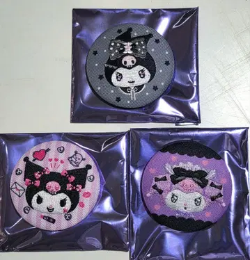 쿠로미 자수 캔뱃지 3개 세트