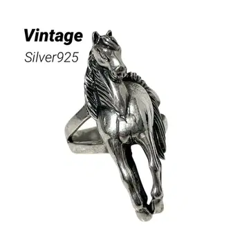 레어 말 호스 모티브 반지 실버925 18호 빈티지