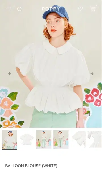 [택 포함 새상품] POPPY 아사기니뇨 벌룬 블라우스