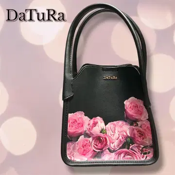 Datura 핸드백 블랙 블랙 로즈 핑크 꽃 장미 컴팩트