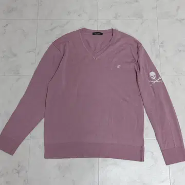 LOVELESS 스컬 자수 V넥 니트 핑크 사이즈 2