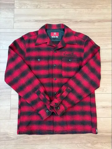 크림 소다 빨검 플란넬 셔츠