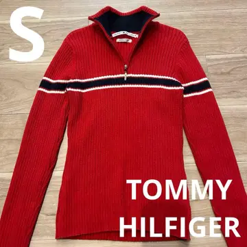 TOMMYHILFIGER 하프 지퍼 니트 빨간색 여성용 S