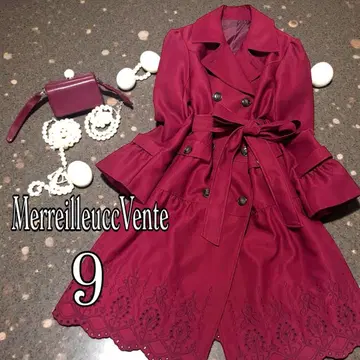 MerreilleuccVente 레트로 플레어 코트 9호 보르도 벨트