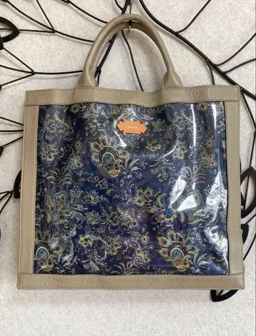 Beaure 뷰레 가죽과 비닐 페이즐리 무늬 토트백