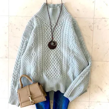 새상품급 그린 라벨 릴랙싱 해밀턴 라무스울 케이블 짜임 니트