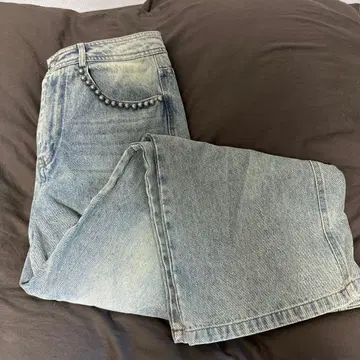 menes 비즈 장식 스트레이트 데님