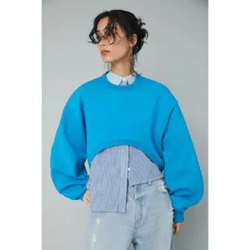 HeRIN.CYE 해린 도트 사이 숏 상의 터콰이즈