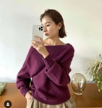 클라네 DEFORM BOAT NECK YAK KNIT TOPS Black