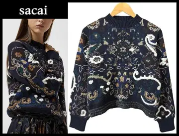 25AW 미사용 sacai 사카이 25-07985 꽃무늬 자카드 니트