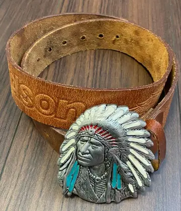 Harley Davidson 인디언 헤드 버클 가죽 벨트