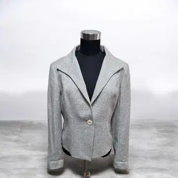 자유구 실크 혼방 트위드 자켓 그레이 40 L 1버튼