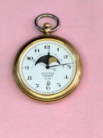 세이코 ALBA 문페이즈 회중시계 V338-0010 작동 새 배터리