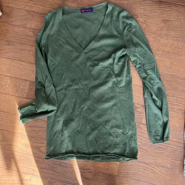 45rpm 그린 V넥 긴팔 니트