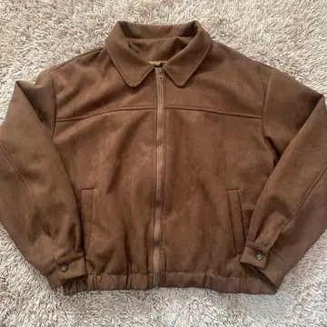 nugu 스웨이드 슬릿 블루종 점퍼 스웨이드 브라운