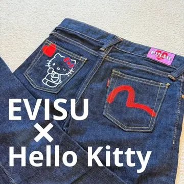 레어 EVISU x Hello Kitty 플레어 부츠컷 데님