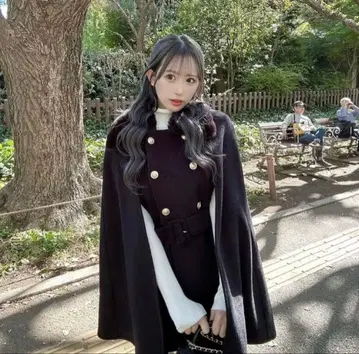 cherimi 퍼 케이프 코트